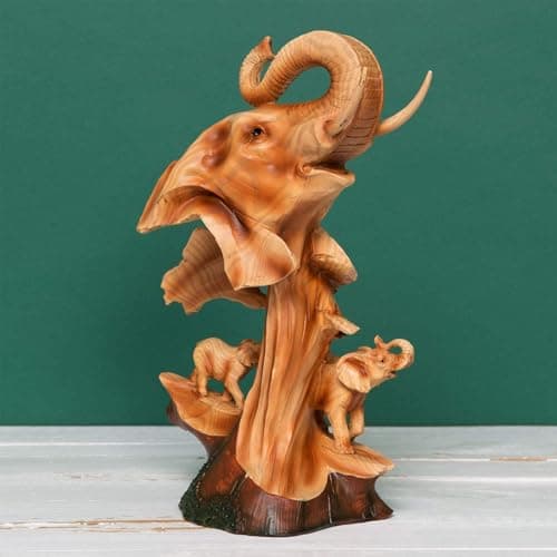 Image of Widdop Naturecraft Wood Effect Resin Figurine - Elephant
