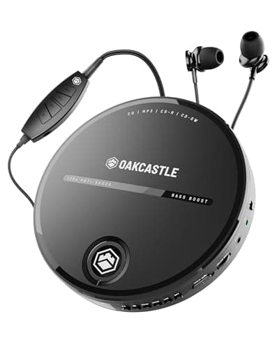 Image of OAKCASTLE CD10 Personal CD Player | Portable CD-Player 7 Hour Battery Life | AUX Input CD Player for Car | CD-Player Included Headphones with Inline Controls | Bass Boost & Anti-Skip Technology