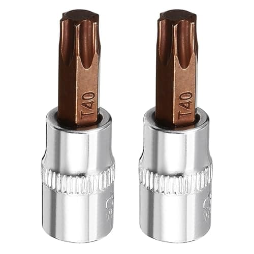 Image of Juttzzei 2PCS T40 Torx Bit Socket, 1/4" Drive x T40, Premium S2 Alloy Steel, 38mm Length, for Ratchet Wrench, Slide Bar, Extension Rod