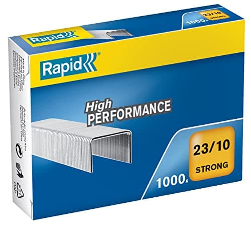 Image of Rapid 23/10mm Strong Staples, For Stapling 40-70 Sheets, Use with Heavy Duty Staplers, Galvanised Wire, Box of 1000, 24869900