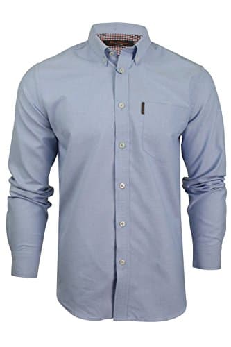 Image of Ben Sherman Light Blue Oxford Original Retro Button Down Long Sleeve Shirt L