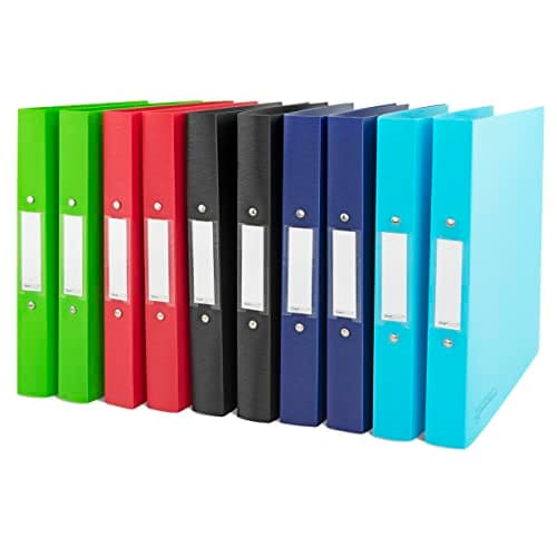 Image of Rapesco 1720 2-Ring Binder with Antibacterial Protection, 35 mm Spine, A4, Assorted Colours, Pack of 10