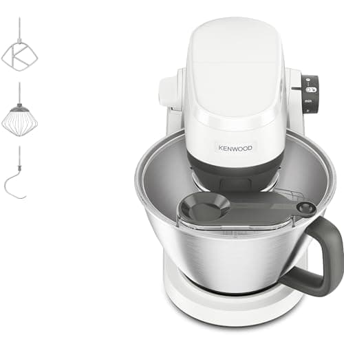 Image of Kenwood KHC30 – Stand Mixer for Easy Baking and Kneading, Electronic Speed Control, Planetary Mixing, Stainless Steel Bowl, 3-Piece Tool Set, Splash Guard, Compact Design, White
