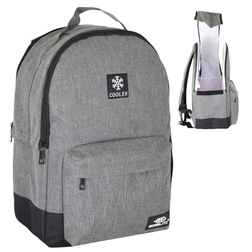 Image of Bordlite Cooler Backpack Insulated Lunch Bag – Leakproof, Water Resistant, Large Capacity Cool Bag for Work, Travel, Picnic, Beach – Thermal Backpack with Pockets & Bottle Holder, 28x15x39cm - Grey -