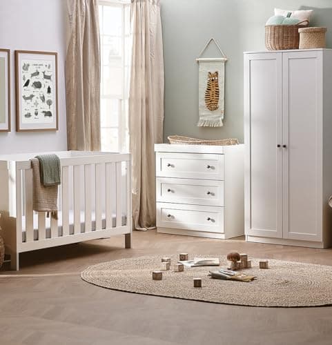 Image of Silver Cross - Bromley Convertible Cot, Dresser & Wardrobe - Cot to Toddler Bed - Nursery Furniture Set - Kids Wardrobe & Dresser
