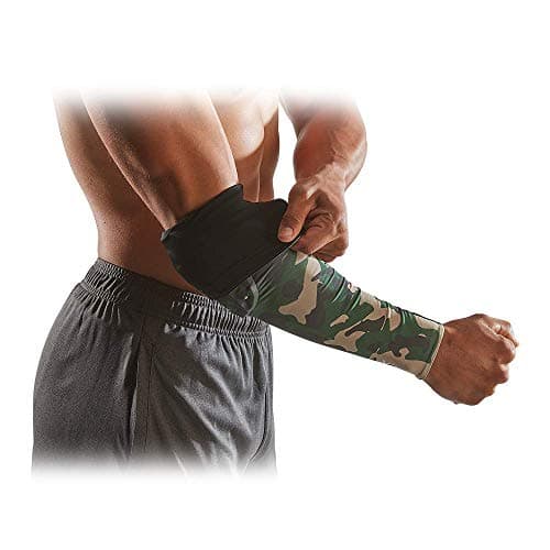Image of McDavid Basketball Reversible Shooter Arm Sleeve with HEX Padding. Elbow Compression Sleeve with Pads (1 Sleeve) Camo/Black - Small