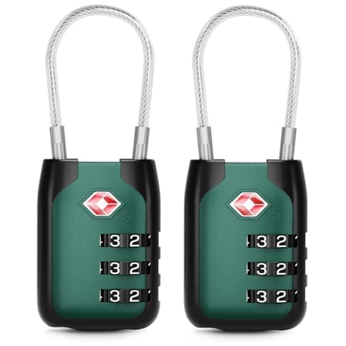 Image of Joyway TSA Approved Luggage Lock, 3 Digit Combination Cable Lock with Alloy Body, Travel Combination Locks for Suitcases, Backpack and Golf Bag (Coral Blue, 2Pack)