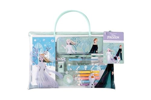Image of Disney Frozen Writing and Drawing Travel Set | Elsa, Anna & Olaf Colouring and Craft Set for Children | Creative Drawing Set with Pencil Case, Pens & Colouring Sheets | Frozen Gift for Girls & Boys