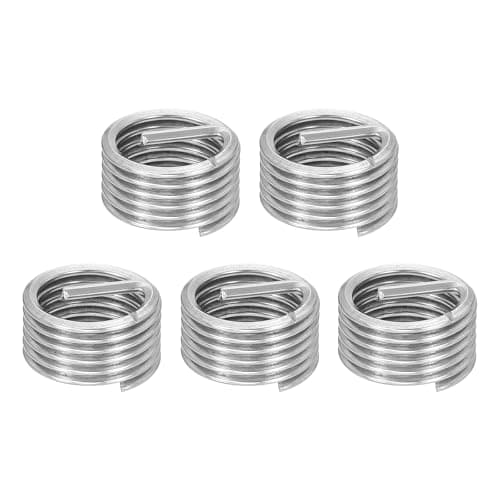 Image of sourcing map 5pcs Wire Thread Repair Inserts M20 x 2.5 x 1D (20mm) Metric 304H Stainless Steel Helical Coiled Wire Screw Threaded Sleeve Sheath for Automotive Repairs