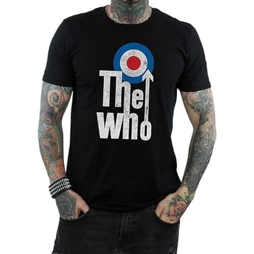Image of The Who Men's Elevated Target Regular Fit Crew Neck Short Sleeve T - Shirt, Black (Black Black), Large (Manufacturer Size:Large)