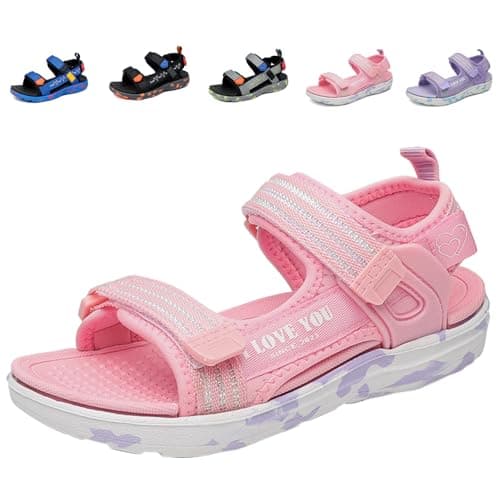 Image of Fadezar Boys Girls Sandals for Kids Sports Outdoor Sandals with Adjustable Strap Open Toe Summer Footwear Pink UK 13 (CN 31)