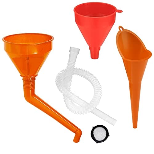 Image of xinsheng Right Angle Flexible Plastic oil Funnel Set Long Mouth Universal Funnel Portable Gasoline Engine Funnel with Fliter Detachable Spout Attachments for Motorcycle Car Farm Machine，3Pcs