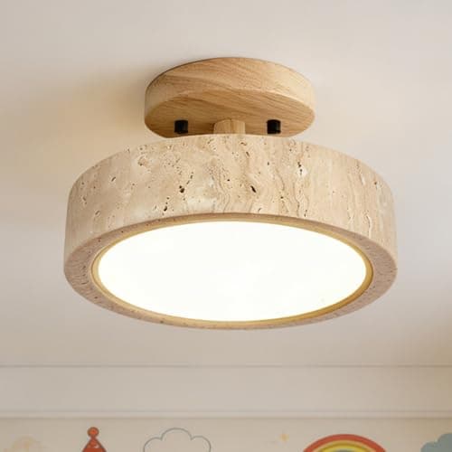 Image of Jatwefiv Wabi-Sabi Style Ceiling Light E27/G9 LED Natural Yellow Travertine Ceiling Lighting Vintage Creativity Stone Ceiling Lamp for Bedroom Dining Room Kitchen Hallway,N1