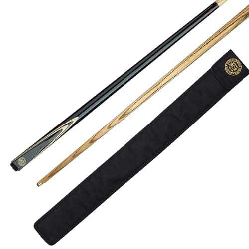Image of BCE FF200-2 Piece Ash Snooker Cue – 57" Length (145cm), Black Butt & Natural Wood Shaft - with Soft Case