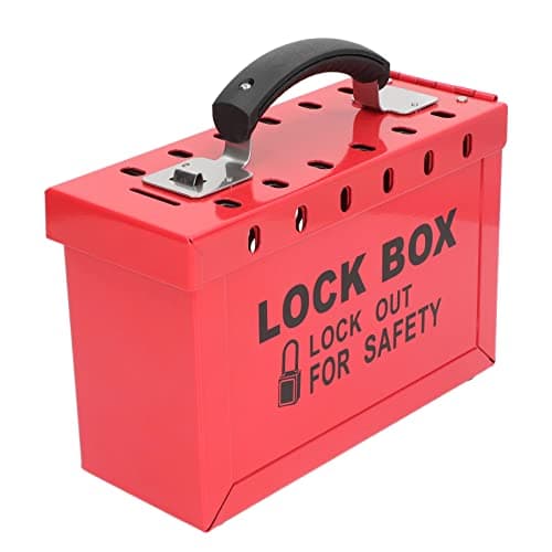 Image of Lockout Tagout Box, Safety Padlock Rack Management Station Steel Plate Portable Group Lock with 12 Padlocks Slots Heavy Duty for Hasps Circuit Breakers High Temperature Spray