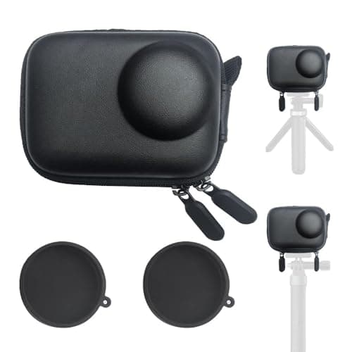 Image of ULBTER Mini Bag Case for DJI OSMO Action 5 Pro/Action 4 / Action 3 Camera + Rubber Lens Cap Cover [1+2 Pack], Carrying Portable Storage Boxes Accessory