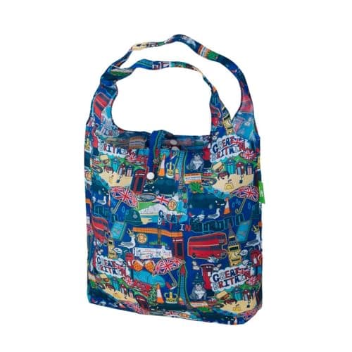 Image of ECO CHIC Lightweight Foldable Reusable Shopping Bag Water Resistant Tote Bag (Great Britain Navy)