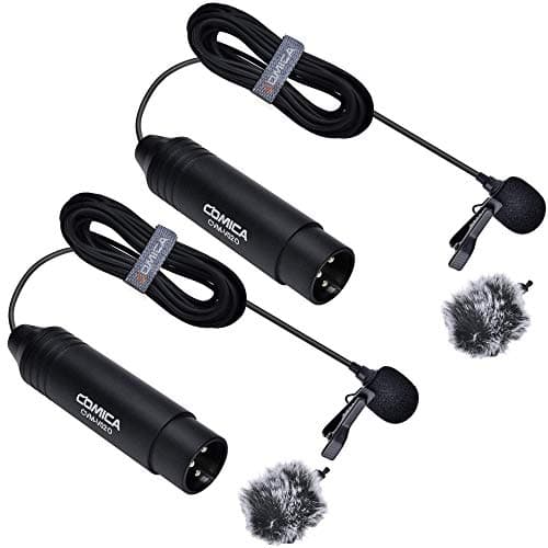 Image of COMICA XLR Lapel Lavalier Microphone CVM-V02O,Omnidirectional Interview Mic Kit,Phantom Power Microphone for Canon Sony Panasonic Camcorder ZOOM H4n H5 TASCAM Audio Recorder SmartMixer(2 pack,5.9ft)