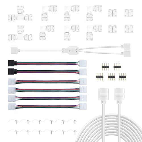 Image of REDTRON RGB LED Strip Light Kit - Includes L, T Connectors, 2M LED Extension, Jumpers & Male Connectors