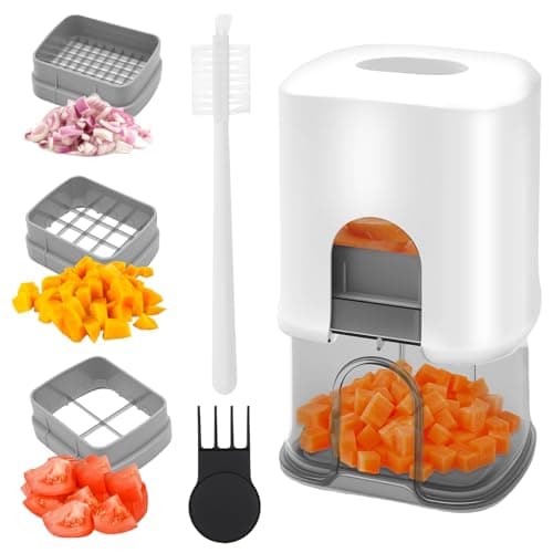 Image of Chip Cutter, Potato Chipper with 3 Stainless Steel Blades Fast Cutting Potato Chip Cutter for French Fries Vegetable Chopper Food Chopper Dicer for Carrot, Onion, Cucumber