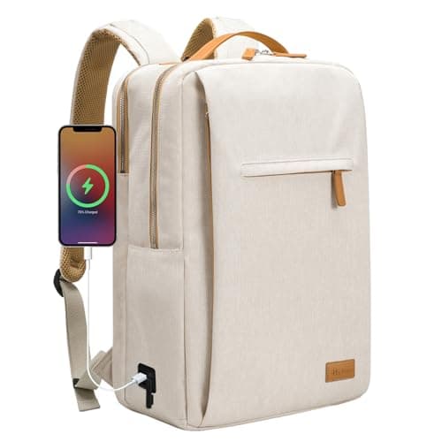 Image of Hp hope Laptop Backpack for Women Travel, Durable Backpacks Carry On, with USB Charging Port, Fits 15.6 Inch Laptop, Waterproof, Resistant Luggage Business Weekender Bag, Beige