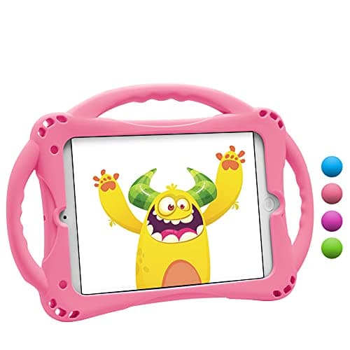 Image of TopEsct Kids Case for iPad Mini 5/4/3/2/1,Shockproof Handle Stand Silicone Cover for iPad Mini 5/4/3/2/1 (Pink)