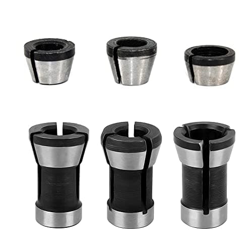 Image of Saipor 6pcs High Precision Trimmer Collet Adapter 6mm 1/4" 8mm Router Bit Collet Chuck Clamping Adapter for Engraving Trimming Machine Electric Router Milling Cutter