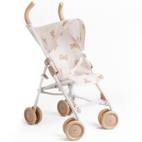 Image of Roma -Teddy XL Dolls Pram with Retractable Hood and Swivel Wheels,Baby Toy, 42cm Baby Doll Carriage, Foam Handles, Ages 3+