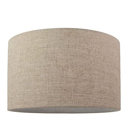 Image of Contemporary and Classic Natural Dark Beige Oatmeal Linen Fabric 16" Lamp Shade | for Table/Floor Lamps and Pendants | Eye-Catching Statement Piece by Happy Homewares