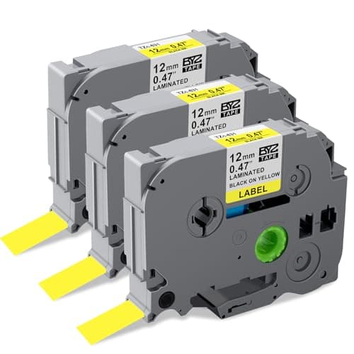 Image of Tze-631 Yellow Label Tape 12mm Compatible with Brother Label Printer Tape 12mm Yellow TZe631 AZe-631, Replace for Brother P-Touch Labelling Maker PT-H110 P300BT H101C E110 H105 H200 D210