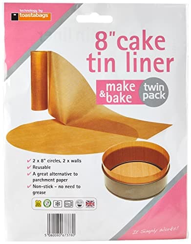 Image of Toastabags Make and Bake Cake Tin Liner Twin Pack, Gold, 8-Inch