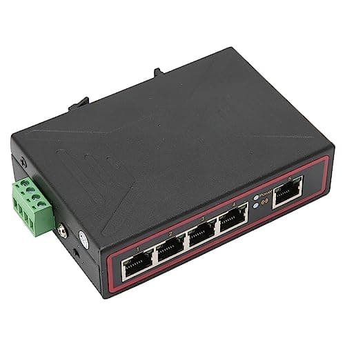 Image of Topiky 5 Port Gigabit Industrial DIN-Rail Ethernet Switch, Ethernet DIN Rail Switch DIN Rail Mounting Industrial Grade Design Redundant Power Fast Ethernet DIN Rail Switch