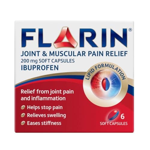 Image of Flarin Joint and Muscular Pain Relief, 200 mg Soft Capsules, Muscle, Rheumatic, Joint and Back Pain Relief, Lipid Ibuprofen, Unique Lipid Formulation, Painkillers, 6 Soft Capsules