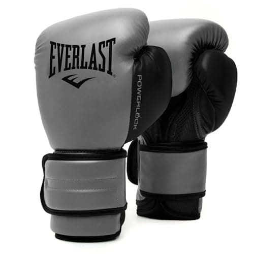Image of Everlast Powerlock 2 Boxing Gloves | Pro Flight Gloves | Secure Fit Hook and Loop with Triple-Layer Foam & Wrist Support for Injury Prevention | Heavy Bag & Speedbag Training (16oz | Charcoal)