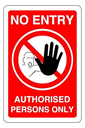 Image of No Entry Authorised Persons Only - safety sign - 1.2mm Rigid plastic for indoor/outdoor usage (300mm x 200mm) Viewing Distance within 7m.