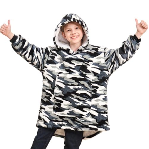 Image of Ceruwum Gamer Hoodies for Boys, Kids Hooded Sweatshirt, Oversized Hoodie Blanket for Teens (Camo, 11-12 Years)