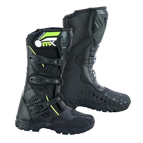 Image of PROFIRST 100% Genuine Leather Waterproof Motorbike Boots Off Road Adventure Touring Motorcycle Shoes High Long Ankle Casual Racing Sports Touring Cruise (Black, 9 UK, numeric_9)