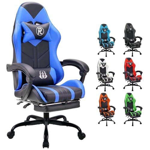 Image of play haha Gaming Chair with Footrest & Lumbar Support,Reclining Swivel Chair,Ergonomic Gaming Chair for Adults, High-Back Racing Style,Adjustable Height with Headrest Pillow