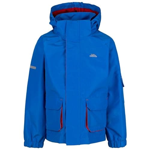 Image of Trespass Kids Waterproof Jacket Reflective Raincoat with Detachable Hood Desic