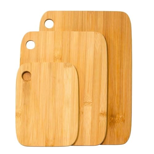 Image of ADEPTNA 3 Piece Bamboo Chopping Board Set Wooden Cutting Board Suitable for All Food Types - 100% Natural Bamboo