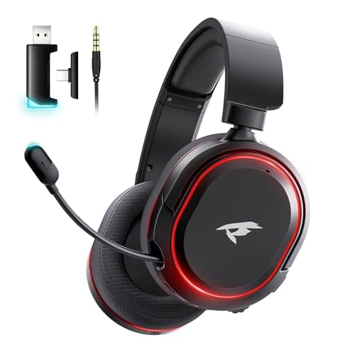 Image of Picun G2 Wireless Gaming Headset, Over-Ear 7.1 Virtual Surround Sound, 2.4GHz/Bluetooth 5.4/Wired, 5ms Ultra-Low Latency, 100H Battery, ENC Noise-Canceling Mic, RGB, for PC PS5 PS4 Switch (BlackRed)