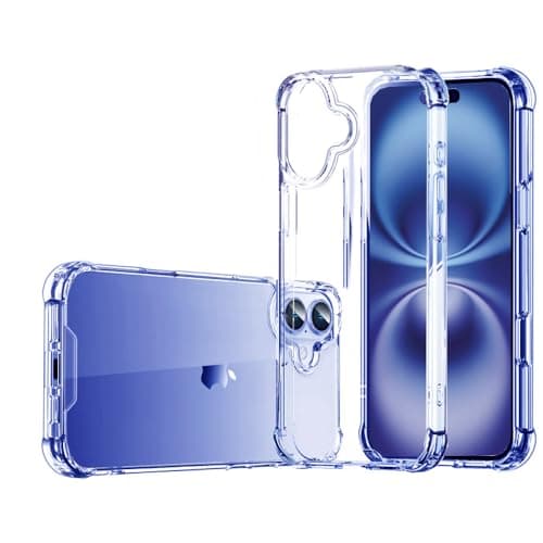 Image of Melomon Case for iPhone 16 (6.1-inch), 16 Clear Cae with Airbag Drop Protection, Shockproof Anti-Scratch (Hard PC) Bumper Cover for iPhone 16 - Clear