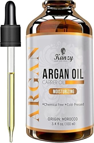 Image of Kanzy Argan Oil 100% Pure Bottled in Morocco 100ml - Natural Moroccan Argan Oil for Skin, Vegan Cold Pressed Hair Oil for Dry Damaged Hair and Body for both Men and Women