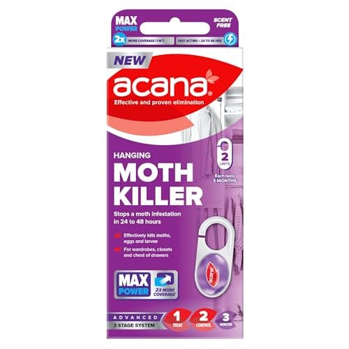 Image of Acana Hanging Moth Killer 2 pack For Wardrobes - Max Performance - Kills in 24 to 48 Hours - Protects Clothing & Bedding