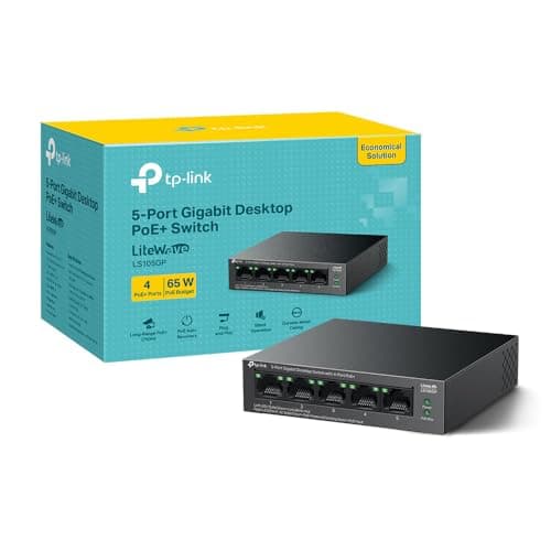 Image of TP-Link LS105GP 5 Port Gigabit PoE Switch, 4x Gigabit PoE+ Ports, 802.3af/at 30W, 65W Total Budget, Network Switch, Power Saving, Plug & Play, Metal Case, Ethernet Switch, Ethernet Splitter