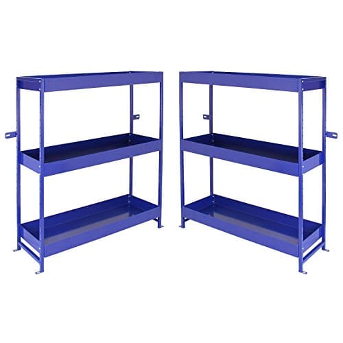 Image of Van Racking Shelves Storage Metal Tool Organisation Racks x2 Duo Blue Workshop Garage Steel | 116 x 101 x 36cm