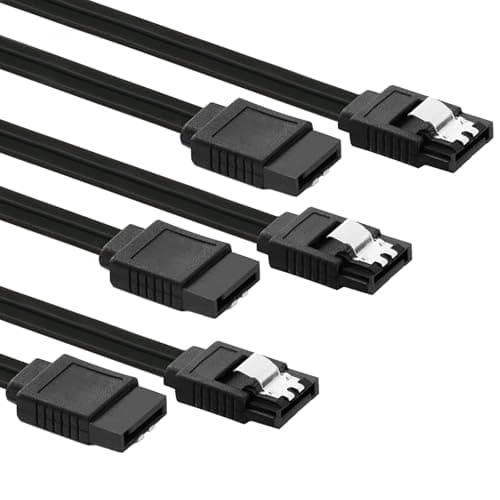 Image of DAJING 3-Pack SATA Cable III 6Gbps - High-Speed Data Transfer for HDD, SSD, CD Drives - Secure Latch, Backwards Compatible, 15.5 Inch, Black