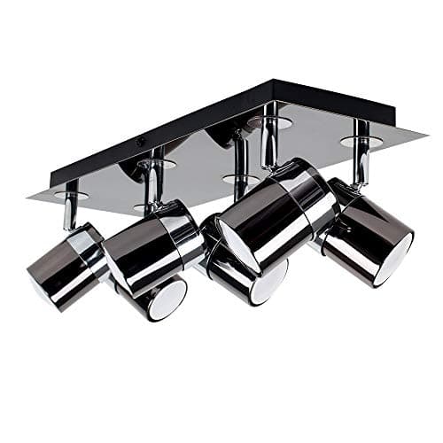 Image of MiniSun | Modern Rectangular 6 Way Adjustable Ceiling Spotlight in a Black Chrome Finish | Ceiling Spots, Home Décor & Improvement Essential | Includes 5W LED Bulbs [3000K Warm White] | Mains Wired