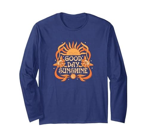 Image of The Beatles - Good Day Sunshine Long Sleeve T-Shirt, Adult Unisex, Navy Blue, X-Large