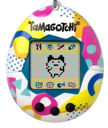 Image of Bandai Tamagotchi Original Memphis Shell | Tamagotchi Original Cyber Pet 90s Adults and Kids Toy with Chain | Retro Virtual Pets are Great Boys and Girls Toys or Gifts for Ages 8+